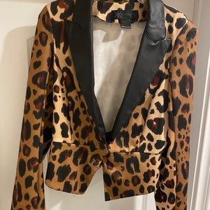 Kim Kardashian Leopard Faux Leather Jacket size L